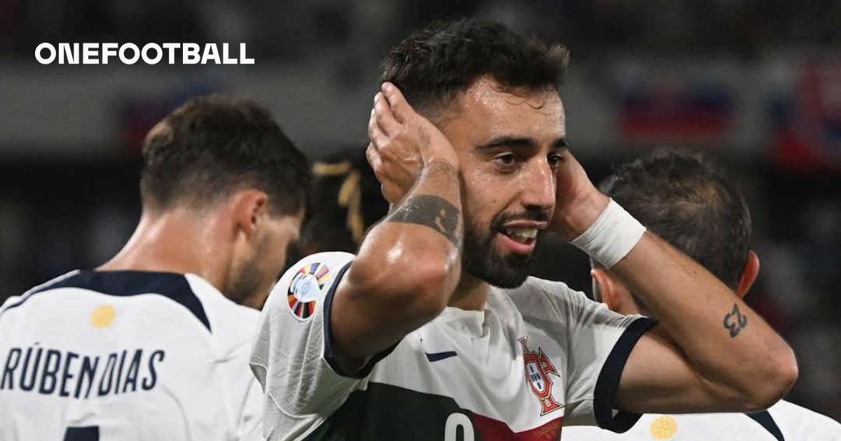 Bruno Fernandes útočí za Portugalsko proti Slovensku v kvalifikácii na Euro 2024