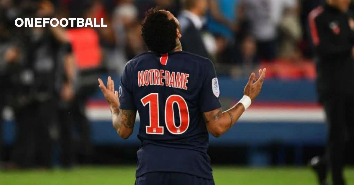 Neymar of Paris Saint-Germain in action wearing 'Notre Dame' jersey