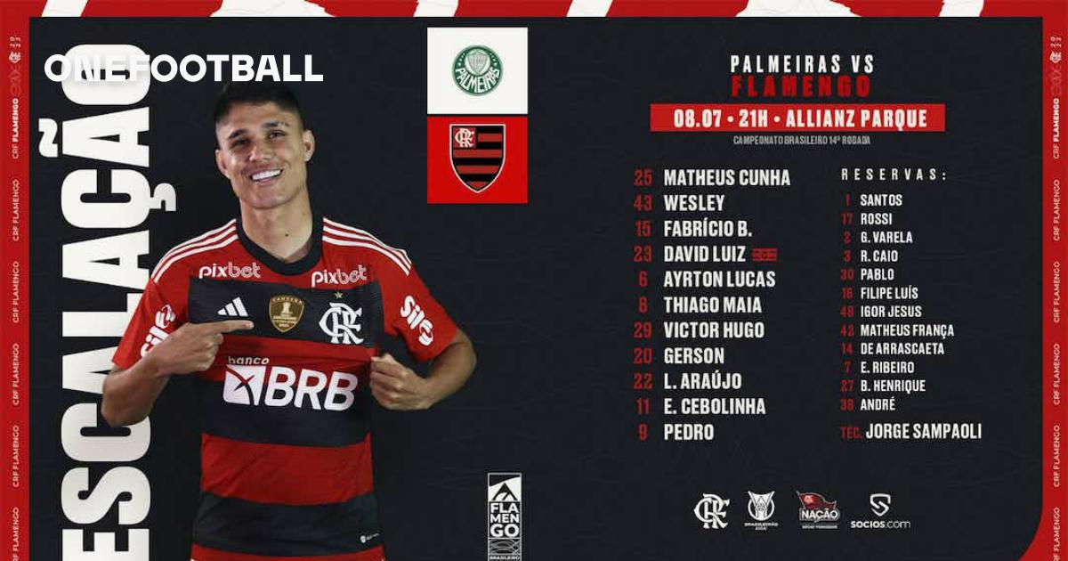 Saiu! Flamengo divulga escalação para jogo contra o Palmeiras, pelo  Brasileirão - Coluna do Fla