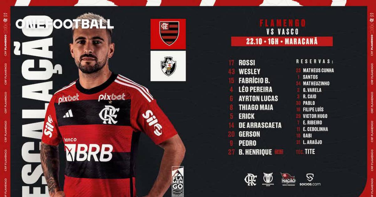 SAIU! Flamengo divulga escalação para clássico contra o Fluminense