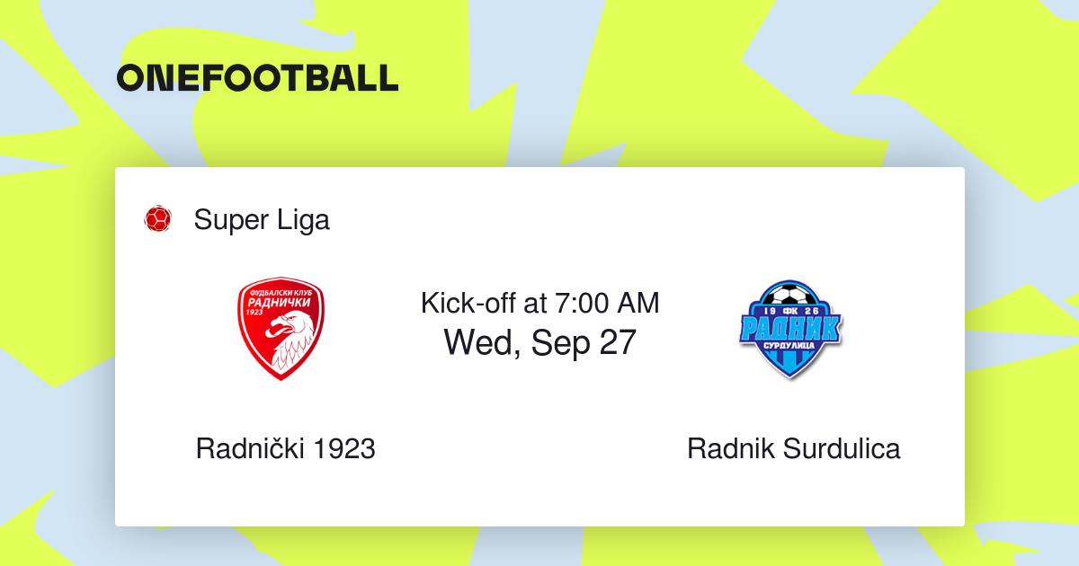 FK Radnicki 1923 vs FK Radnik Surdulica - live score, predicted